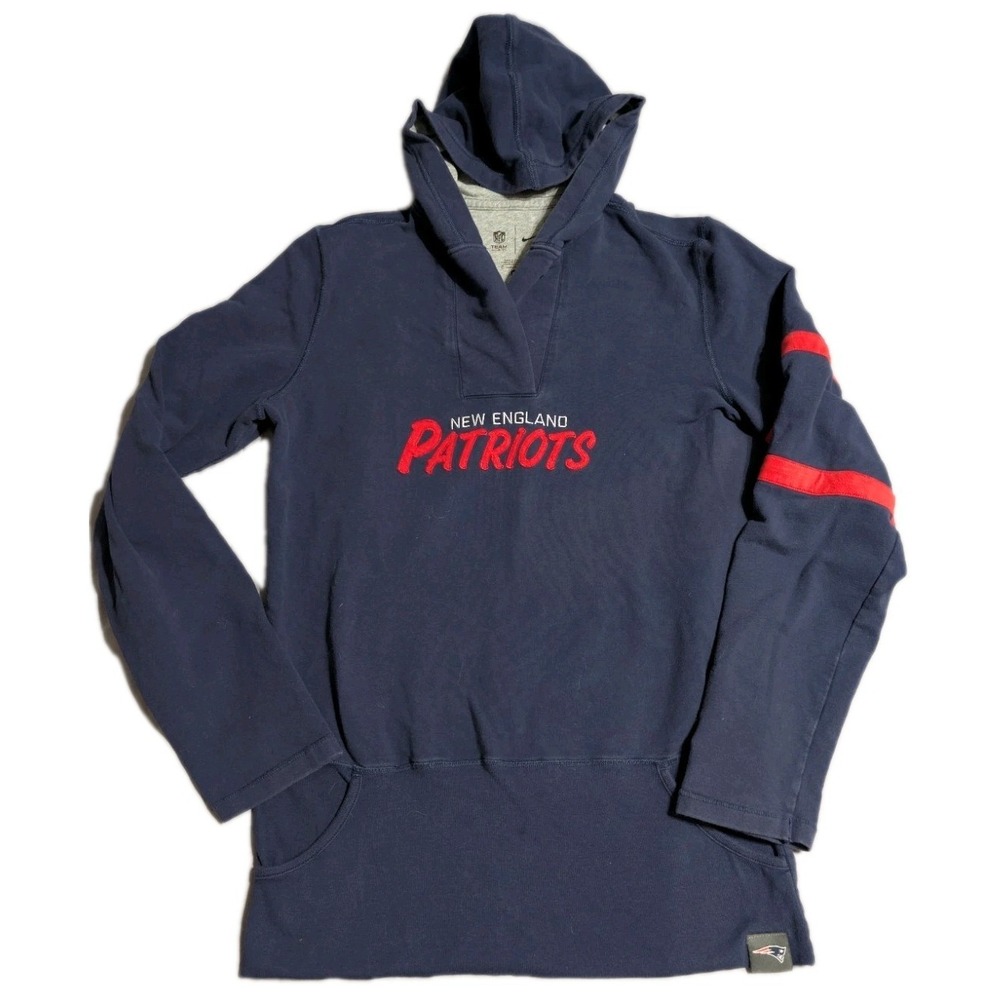 Nike New England Patriots Women's XL Hoodie V-Neck Navy Blue Sweatshirt NFL Team